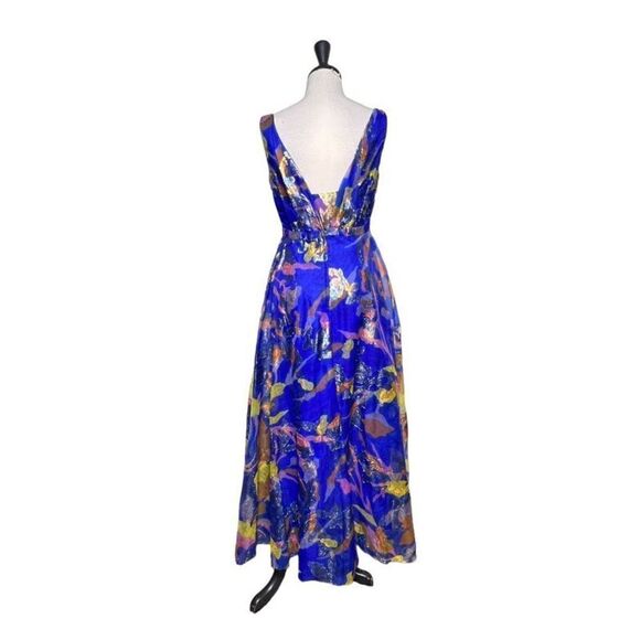 Mike Benet Formals Vintage Dress Sleeveless Floral Metallic Maxi Dress Small - Picture 5 of 6